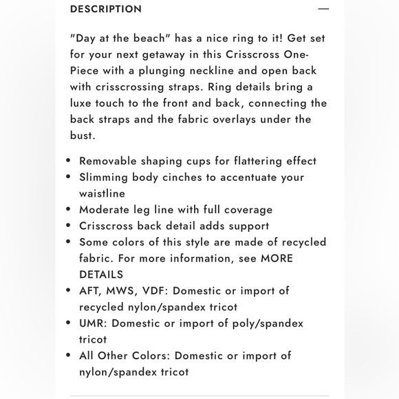 💖 Beautiful One Piece Swimsuit 💖 - Picture 7 of 7